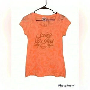 Harley Davidson Orange Bike Week Shirt Women’s Size Large